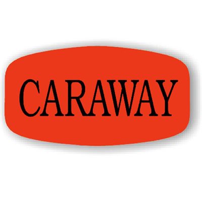 Label - Caraway Black On Red Short Oval 1000/Roll