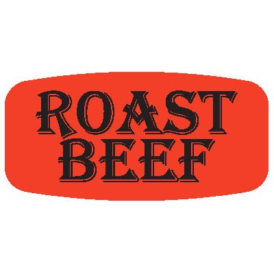 Label - Roast Beef Black On Red Short Oval 1000/Roll