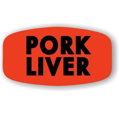 Label - Pork Liver Black On Red Short Oval 1000/Roll