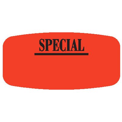 Label - Special (write On) Black On Red Short Oval 1000/Roll