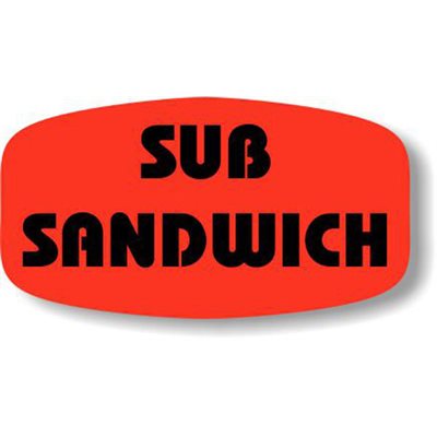 Label - Sub Sandwich Black On Red Short Oval 1000/Roll