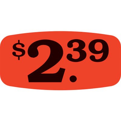 Label - $2.39 Black On Red Short Oval 1000/Roll