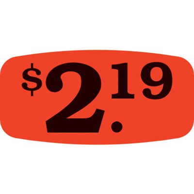 Label - $2.19 Black On Red Short Oval 1000/Roll