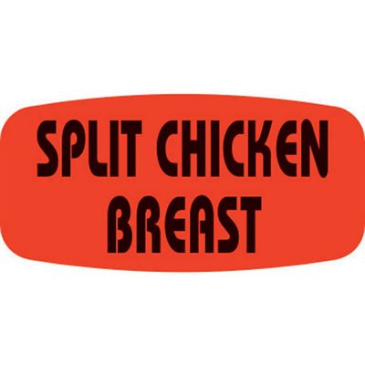 Label - Split Chicken Breast Black On Red Short Oval 1000/Roll