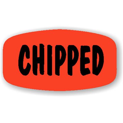 Label - Chipped Black On Red Short Oval 1000/Roll