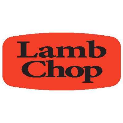 Label - Lamb Chop Black On Red Short Oval 1000/Roll