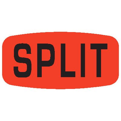 Label - Split Black On Red Short Oval 1000/Roll