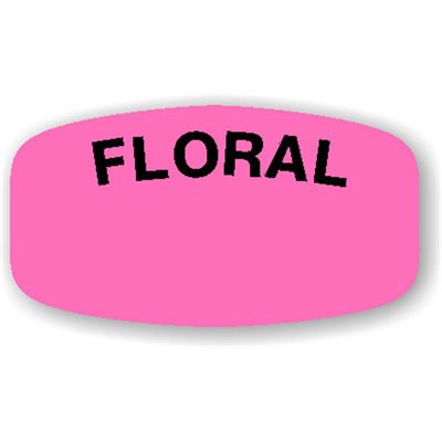 Label - Floral (write On) Black On Pink Short Oval 1000/Roll