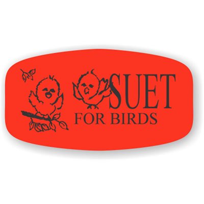 Label - Suet For Birds (w/Picture) Black On Red Short Oval 1000/Roll