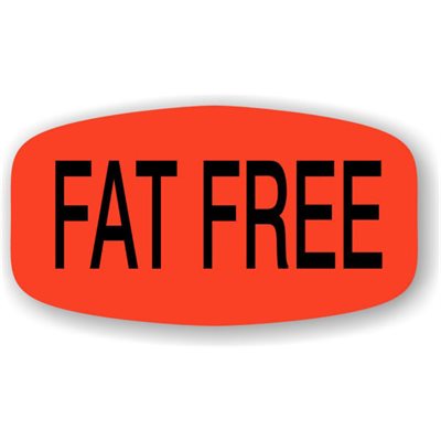 Label - Fat Free Black On Red Short Oval 1000/Roll