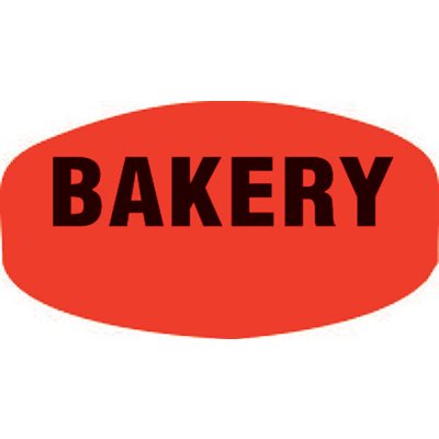 Label - Bakery (write On) Black On Red Short Oval 1000/Roll