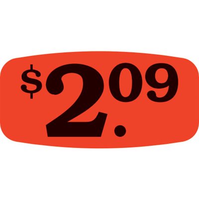 Label - $2.09 Black On Red Short Oval 1000/Roll