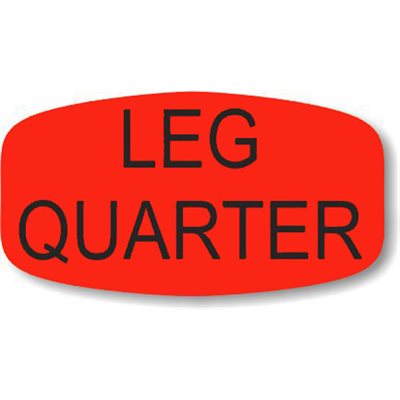 Label - Leg Quarter Black On Red Short Oval 1000/Roll