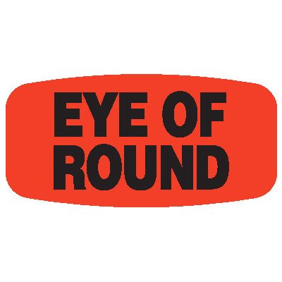 Label - Eye Of Round Black On Red Short Oval 1000/Roll