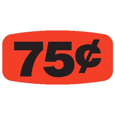 Label - 75¢ Black On Red Short Oval 1000/Roll