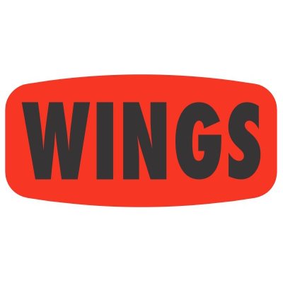 Label - Wings Black On Red Short Oval 1000/Roll