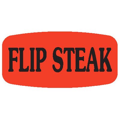 Label - Flip Steak Black On Red Short Oval 1000/Roll