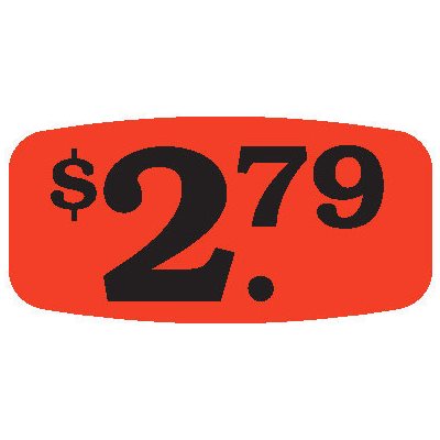 Label - $2.79 Black On Red Short Oval 1000/Roll