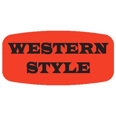 Label - Western Style Black On Red Short Oval 1000/Roll