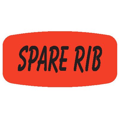 Label - Spare Rib Black On Red Short Oval 1000/Roll