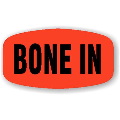 Label - Bone In Black On Red Short Oval 1000/Roll