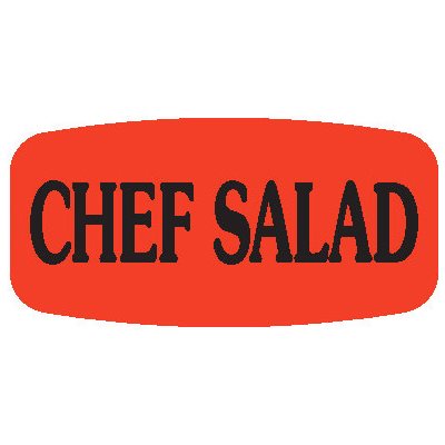 Label - Chef Salad Black On Red Short Oval 1000/Roll