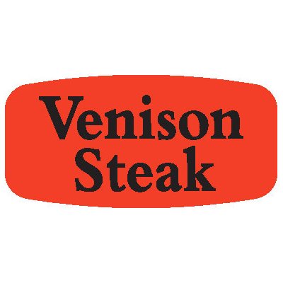 Label - Venison Steak Black On Red Short Oval 1000/Roll