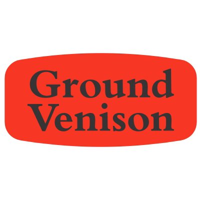 Label - Ground Venison Black On Red Short Oval 1000/Roll