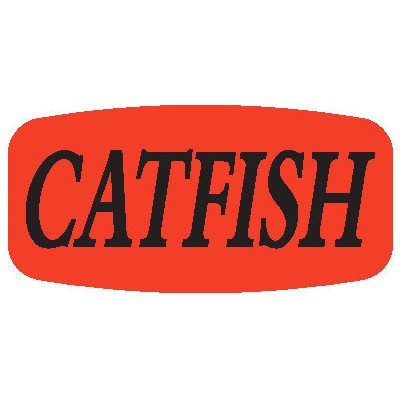 Label - Catfish Black On Red Short Oval 1000/Roll