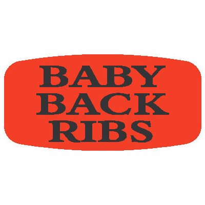 Label - Baby Back Ribs Black On Red Short Oval 1000/Roll