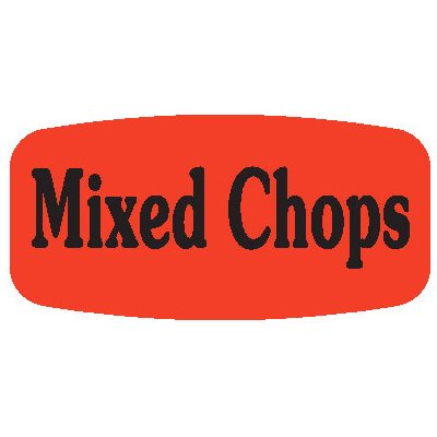 Label - Mixed Chops Black On Red Short Oval 1000/Roll