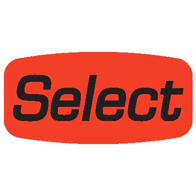 Label - Select Black On Red Short Oval 1000/Roll