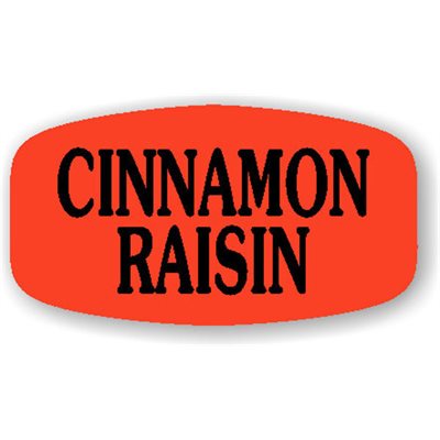 Label - Cinnamon Raisin Black On Red Short Oval 1000/Roll