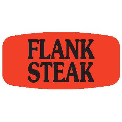 Label - Flank Steak Black On Red Short Oval 1000/Roll