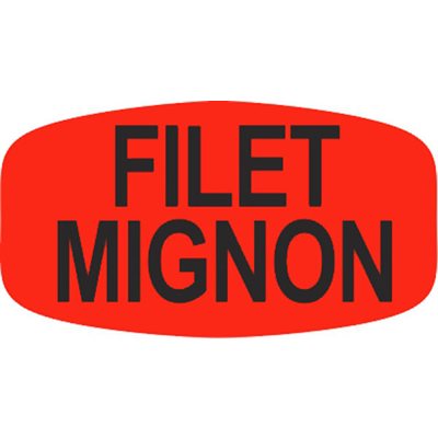 Label - Filet Mignon Black On Red Short Oval 1000/Roll