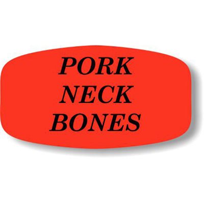 Label - Pork Neck Bones Black On Red Short Oval 1000/Roll