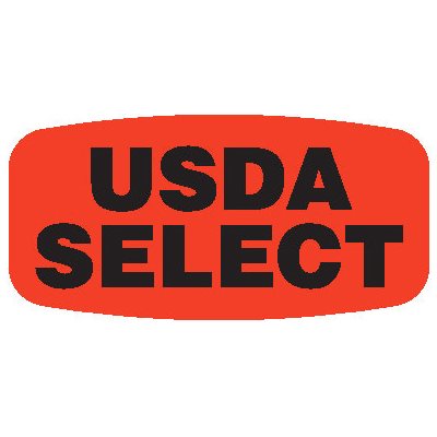 Label - USDA Select Black On Red Short Oval 1000/Roll