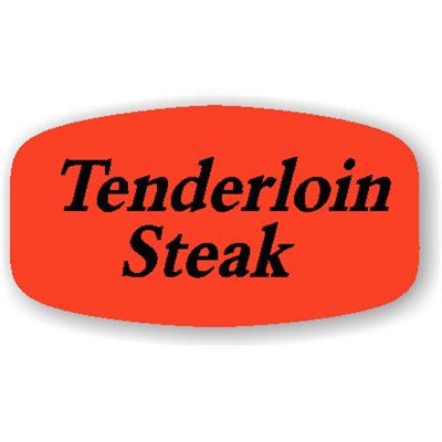 Label - Tenderloin Steak Black On Red Short Oval 1000/Roll