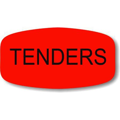 Label - Tenders Black On Red Short Oval 1000/Roll