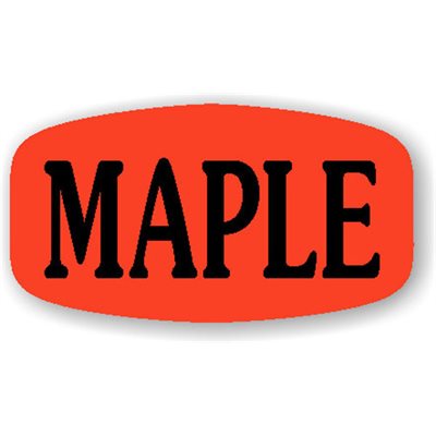 Label - Maple Black On Red Short Oval 1000/Roll