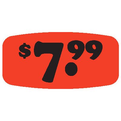 Label - $7.99 Black On Red Short Oval 1000/Roll