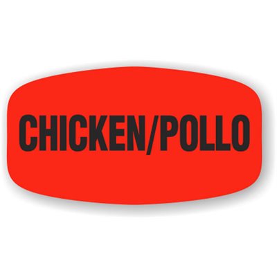 Label - ChickenPollo Black On Red Short Oval 1000/Roll