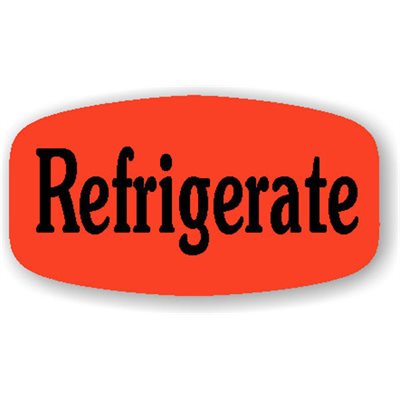 Label - Refrigerate Black On Red Short Oval 1000/Roll