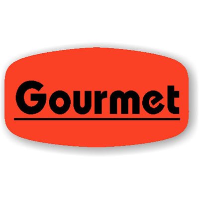 Label - Gourmet Black On Red Short Oval 1000/Roll