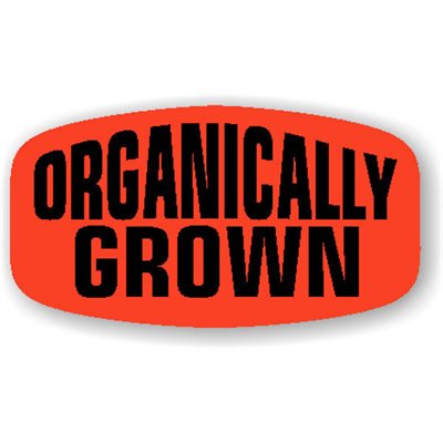 Label - Organically Grown Black On Red Short Oval 1000/Roll