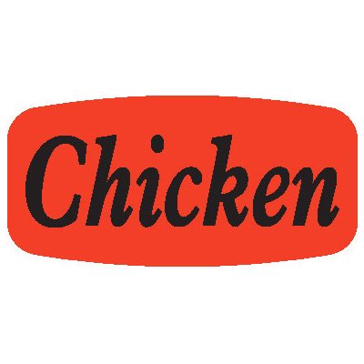 Label - Chicken Black On Red Short Oval 1000/Roll