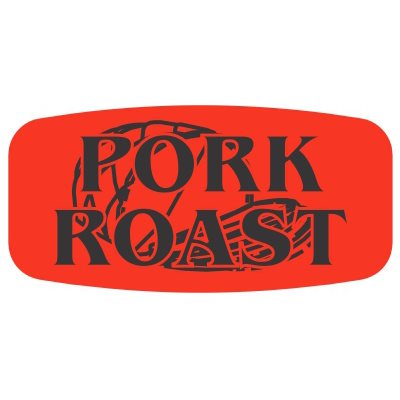 Label - Pork Roast Black On Red Short Oval 1000/Roll