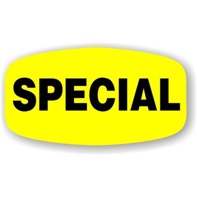 Label - Special Black On Yellow Short Oval 1000/Roll