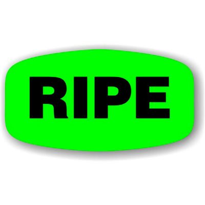 Label - Ripe Black On Green Short Oval 1000/Roll