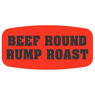 Label - Beef Round Rump Roast Black On Red Short Oval 1000/Roll